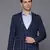 blue single-breasted slim-fit blazer with white checks