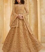 beige net thread work wedding lehenga
