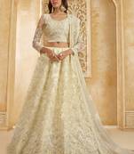 off white net thread work wedding lehenga