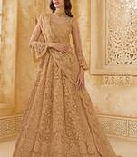 beige net thread work wedding lehenga