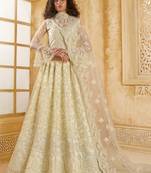 off white net thread work wedding lehenga