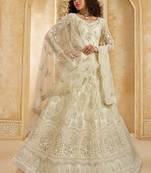 off white net thread work wedding lehenga