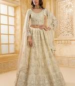 off white net thread work wedding lehenga