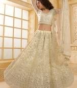 off white net thread work wedding lehenga