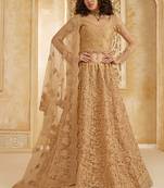 beige net thread work wedding lehenga