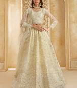 off white net thread work wedding lehenga