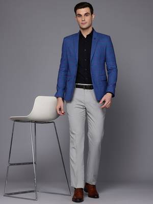 single-breasted slim-fit blue blazer with pink checks 5