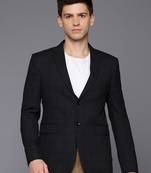 Men's single-breasted slim-fit space grey blazer with brown checks
