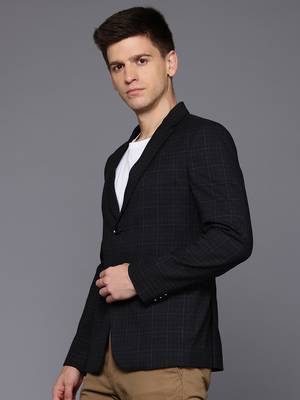 single-breasted slim-fit space Blue blazer 3