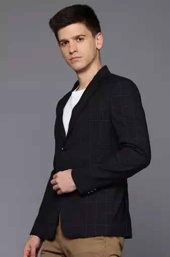 single-breasted slim-fit space Blue blazer