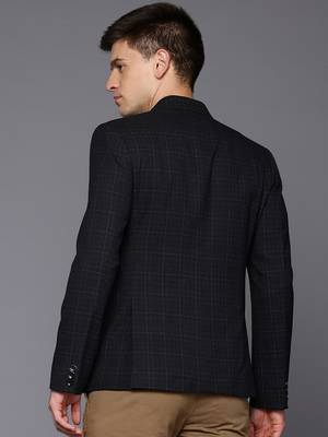 single-breasted slim-fit space Blue blazer 4