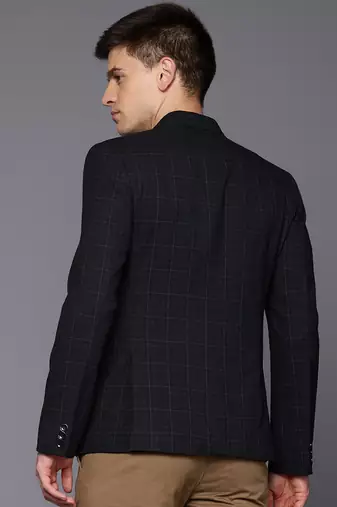 single-breasted slim-fit space Blue blazer