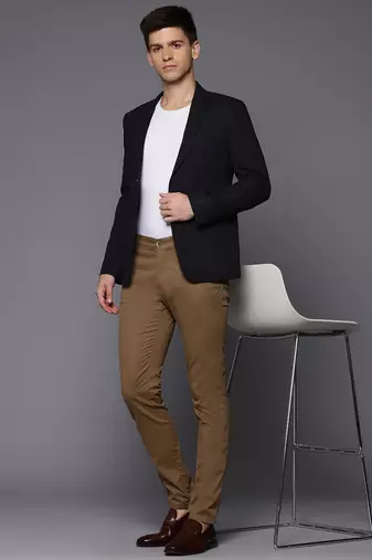single-breasted slim-fit space Blue blazer