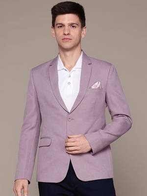single-breasted slim-fit lavender formal blazer with floating canvas technology 1