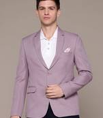 single-breasted slim-fit lavender formal blazer with floating canvas technology