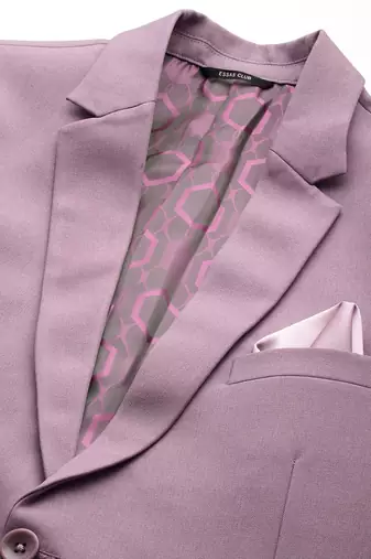 single-breasted slim-fit lavender formal blazer with floating canvas technology