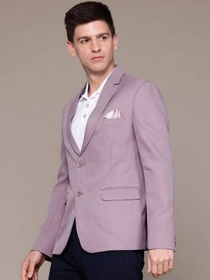 single-breasted slim-fit lavender formal blazer with floating canvas technology 3