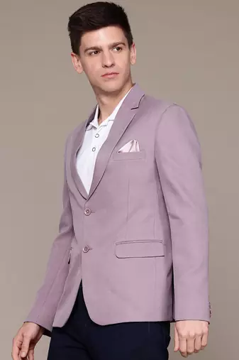 single-breasted slim-fit lavender formal blazer with floating canvas technology