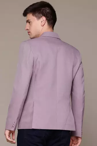 single-breasted slim-fit lavender formal blazer with floating canvas technology