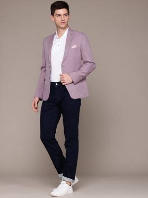 single-breasted slim-fit lavender formal blazer with floating canvas technology 5