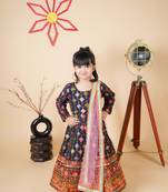 Blue Embroidered full length Anarkali dress