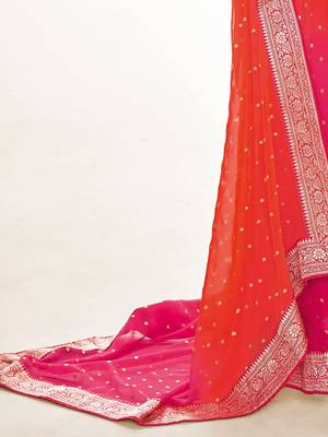 Fancy georgette foil printed and jacquard lace border saree 4