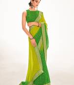Fancy georgette foil printed and jacquard lace border saree