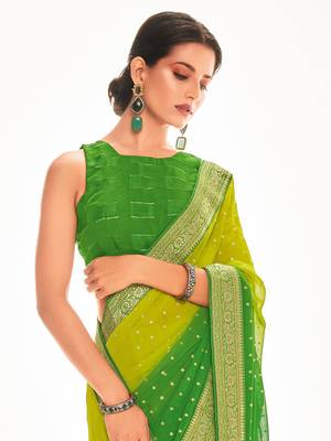 Fancy georgette foil printed and jacquard lace border saree 3