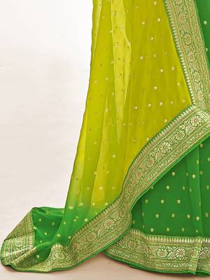 Fancy georgette foil printed and jacquard lace border saree 4
