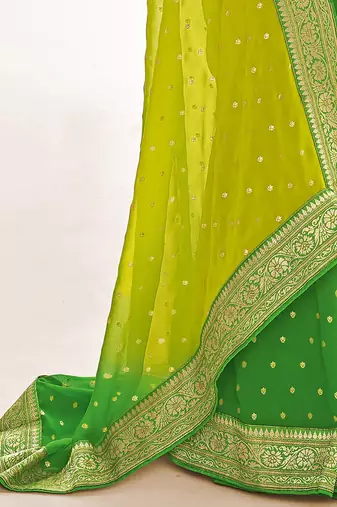 Fancy georgette foil printed and jacquard lace border saree