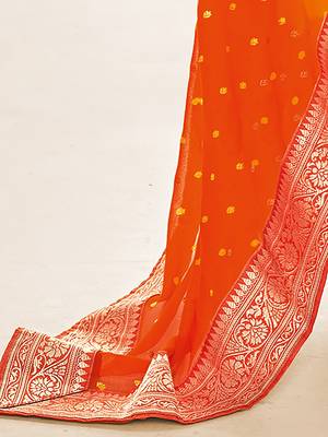 Fancy georgette foil printed and jacquard lace border saree 4