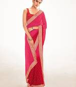 Fancy georgette foil printed and jacquard lace border saree