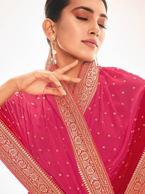 Fancy georgette foil printed and jacquard lace border saree 3
