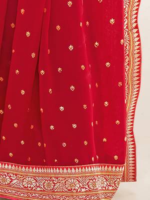 Fancy georgette foil printed and jacquard lace border saree 4