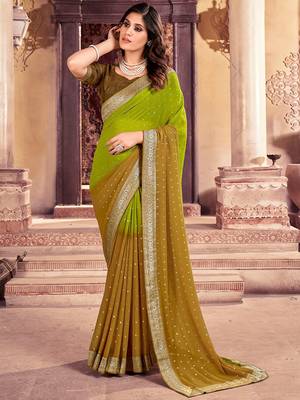 Fancy georgette foil printed and jacquard lace border saree 1