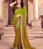 Fancy georgette foil printed and jacquard lace border saree