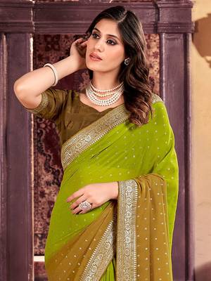 Fancy georgette foil printed and jacquard lace border saree 2