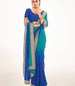 Fancy georgette foil printed and jacquard lace border saree