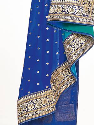 Fancy georgette foil printed and jacquard lace border saree 4