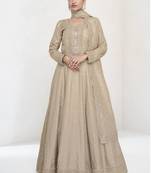 Beige premium silk embroidered anarkali suit