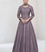 Light purple premium silk embroidered anarkali suit