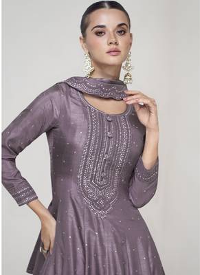 Light purple premium silk embroidered anarkali suit 3