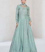 Sky blue premium silk embroidered anarkali suit