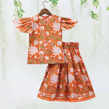 Orange mirror work kurti sharara set 2