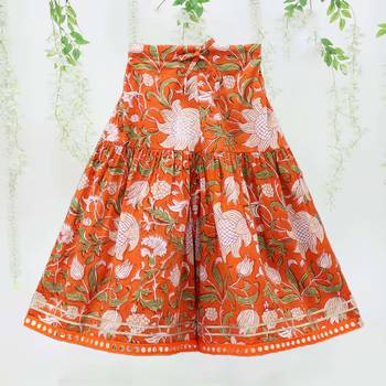 Orange mirror work kurti sharara set 4