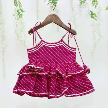Pink color printed georgette angrakha style anarkali with plazzo 3