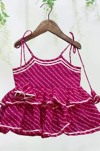 Pink color printed georgette angrakha style anarkali with plazzo