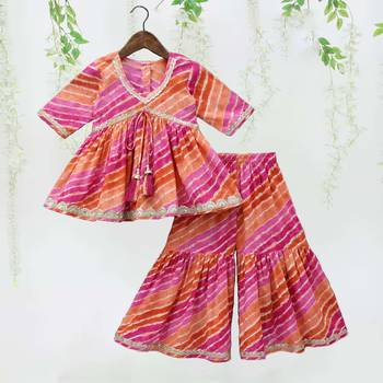 Multi color printed muslin angrakha style anarkali with sharara 1