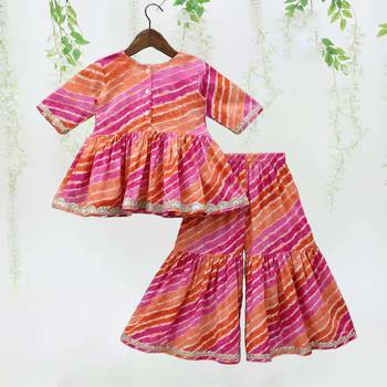 Multi color printed muslin angrakha style anarkali with sharara 2