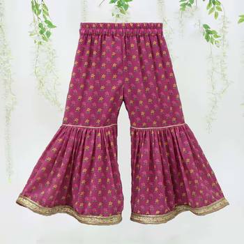 Pink color printed poly cotton angrakha style anarkali with sharara 4